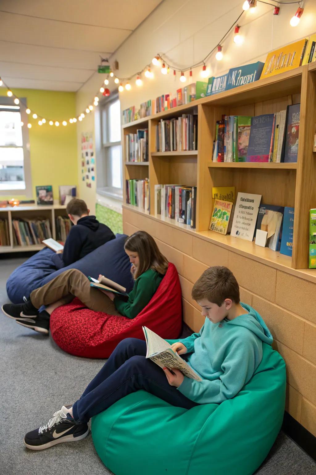 A cozy reading nook encouraging students to dive into books