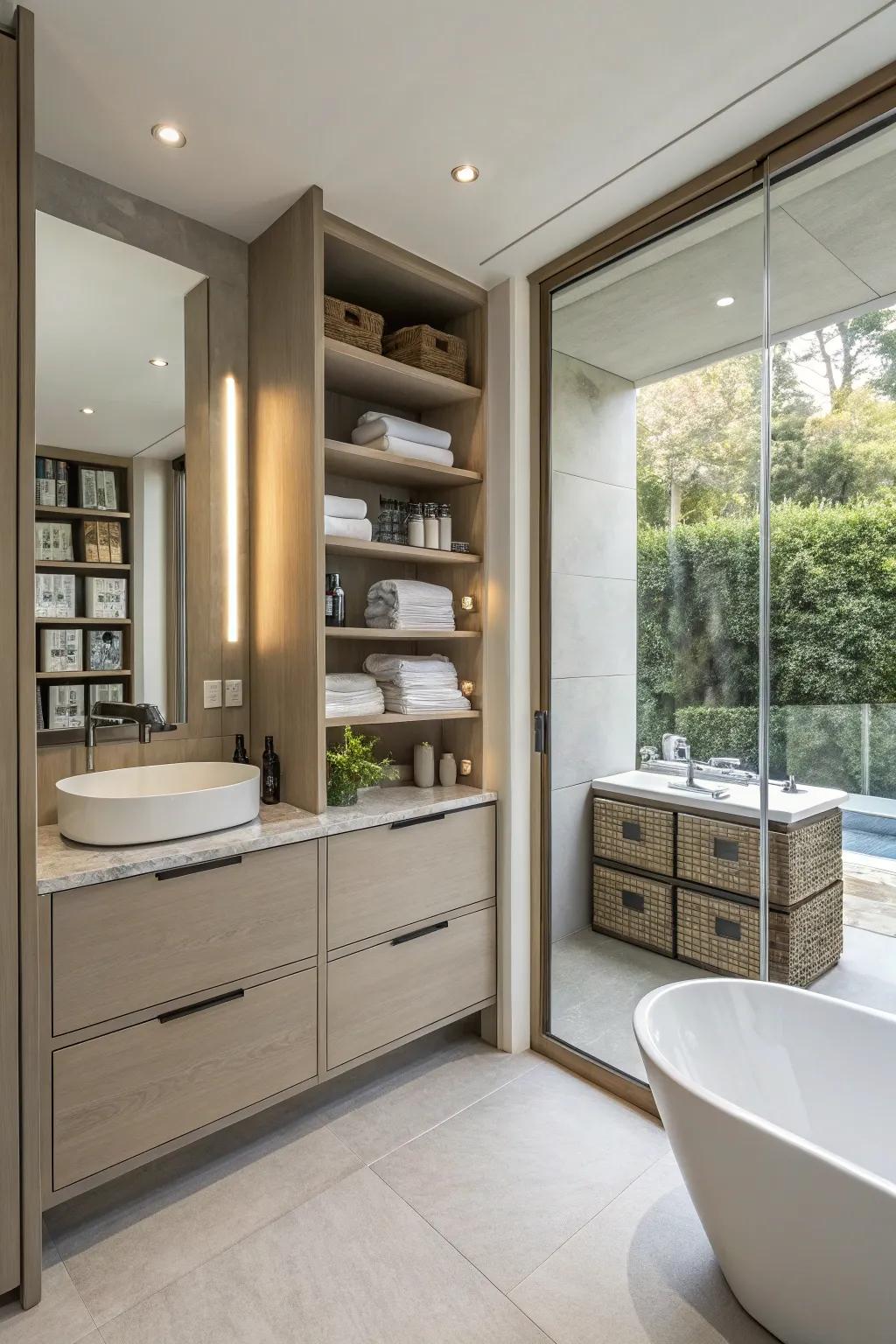 Clever storage ensures your ensuite remains uncluttered and systematized.