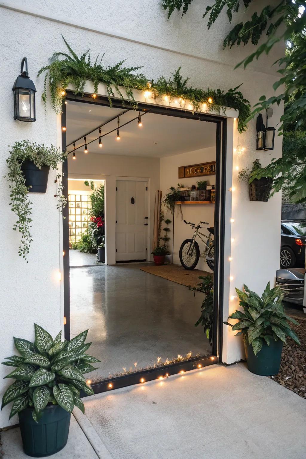 A mirror at the entryway offers convenience and style.