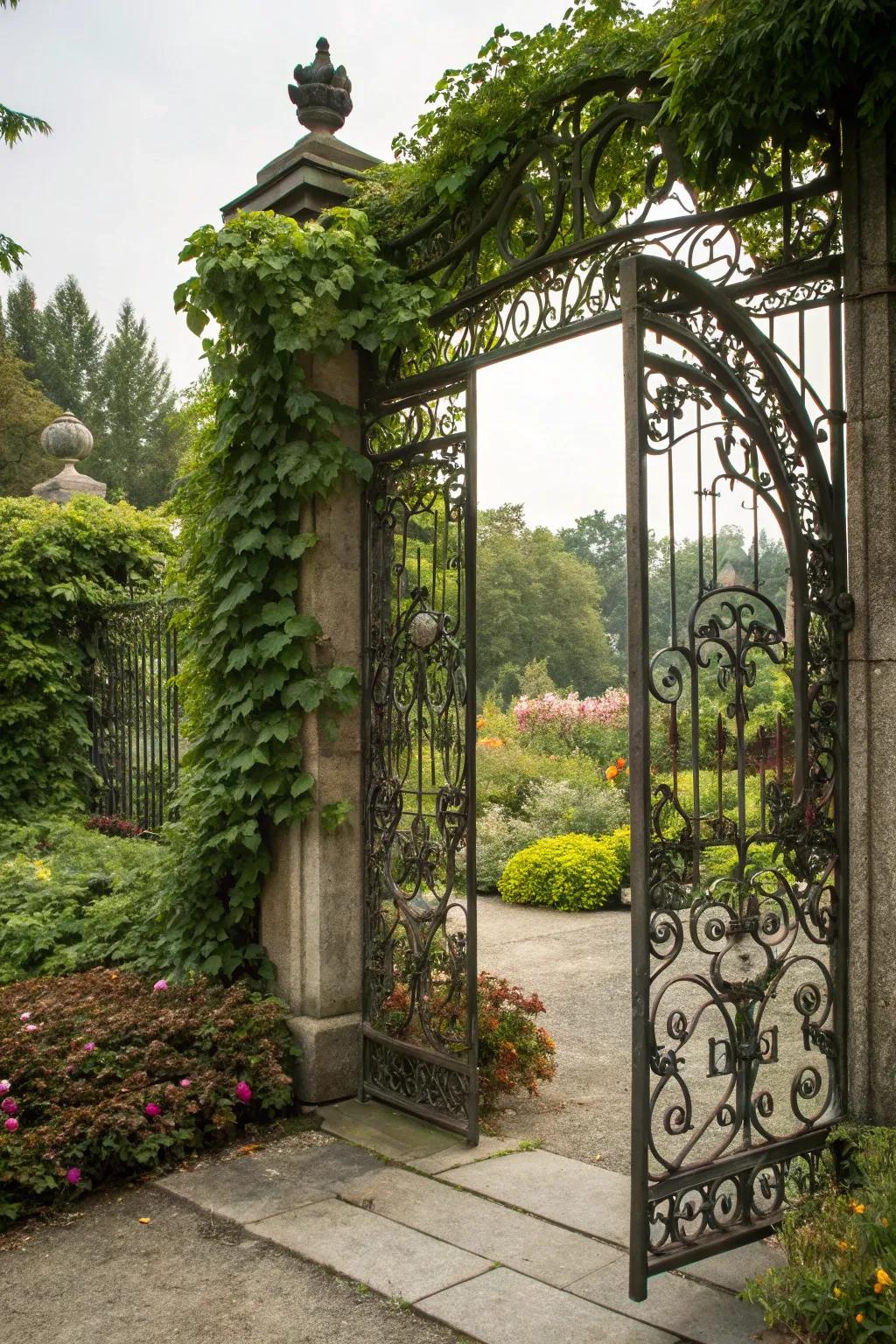 A gate that merges durability with decorative art.