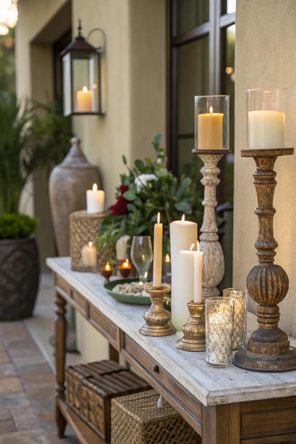 Candles bring a cozy and inviting ambiance to your entryway.