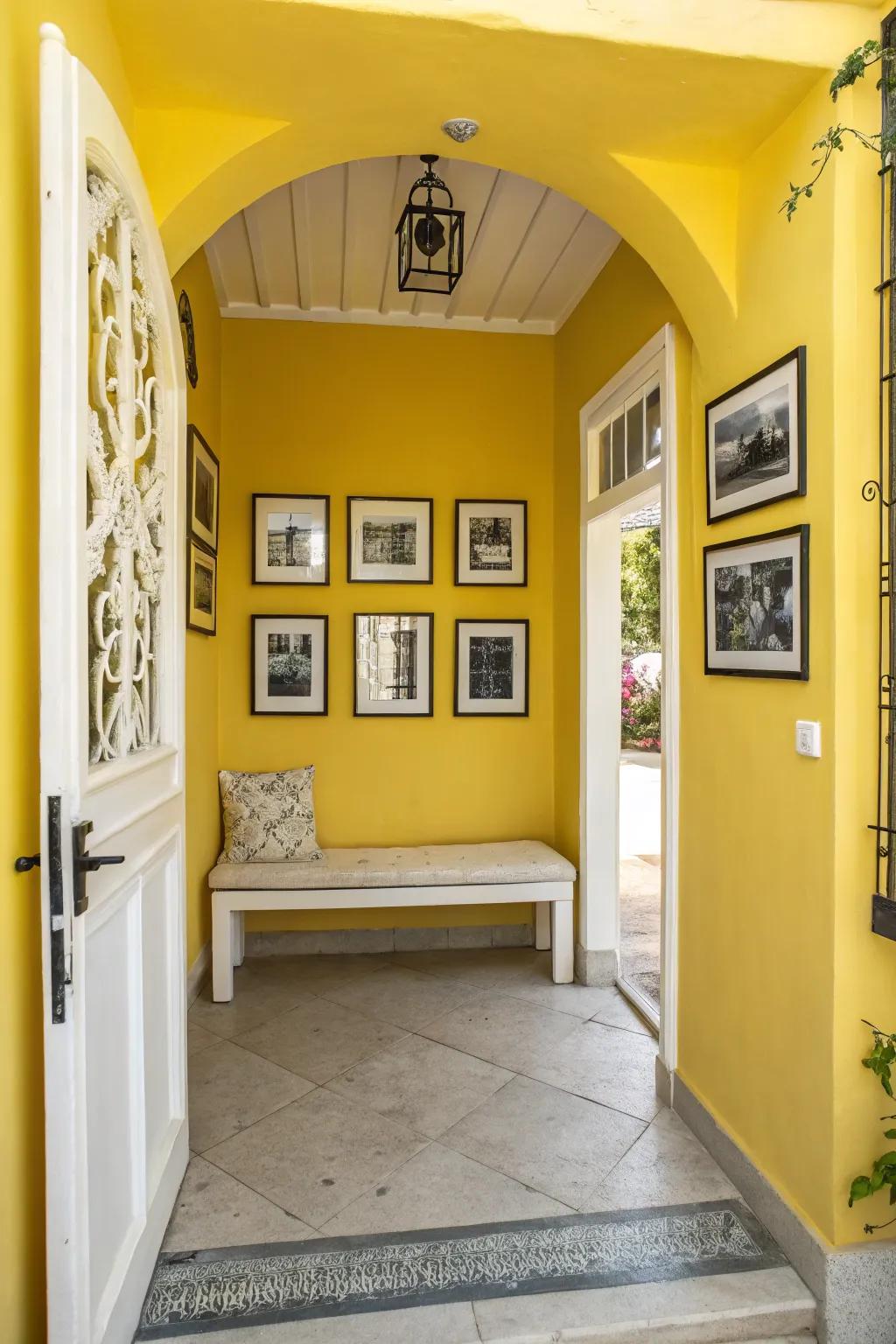 Exude warmth with a radiant golden entryway.