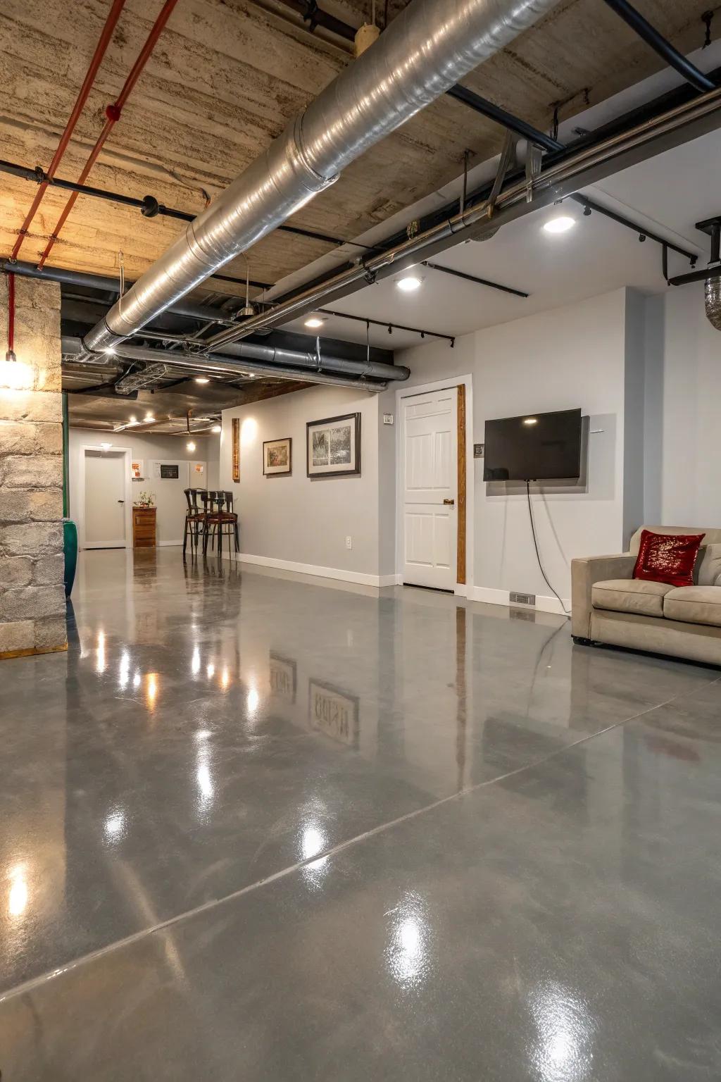 Urban-chic epoxy floors for a modern flair.