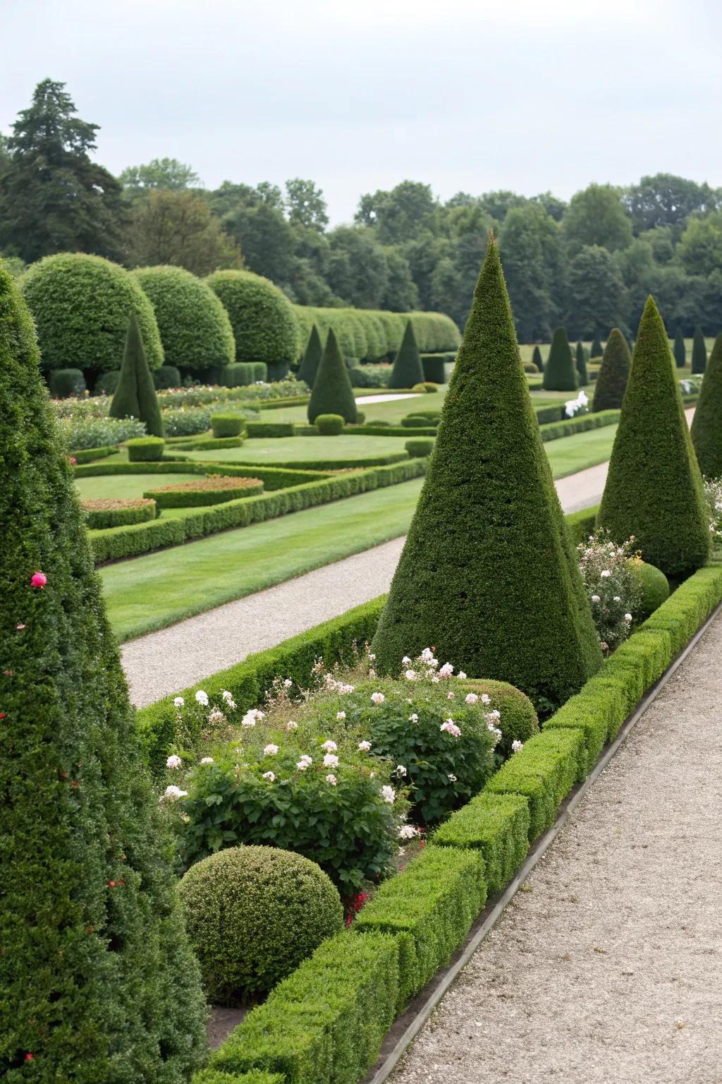 An exquisite garden featuring balanced barrier and plant sculpture design.