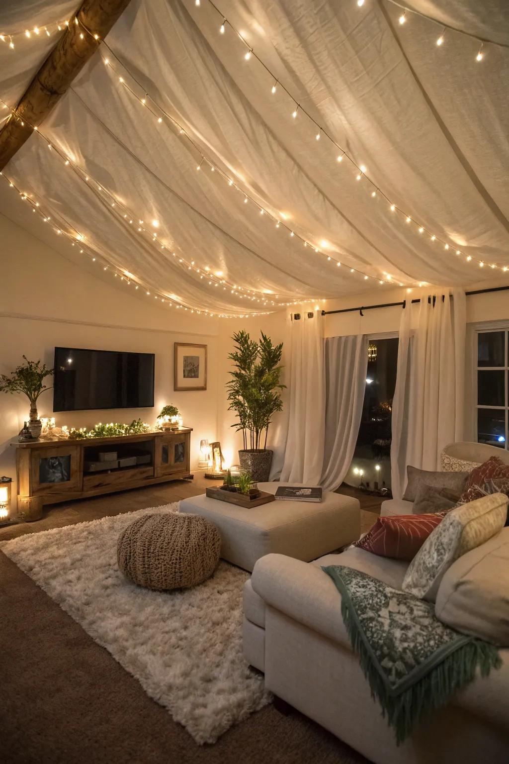 Upgrade your lounge using comfortable fabric hangings.