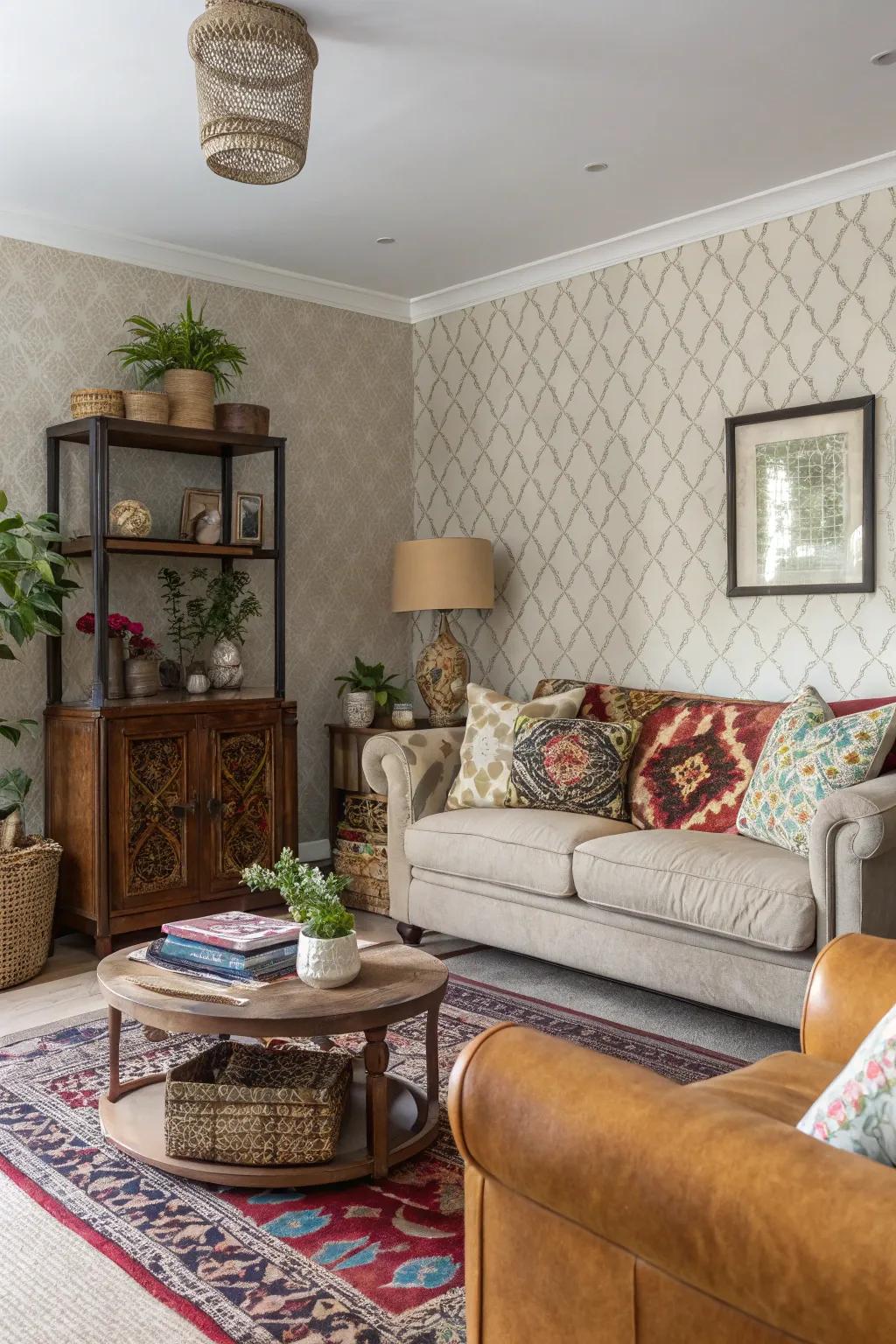 Textured fabric wallpapers bring dimension and warmth to your living space.