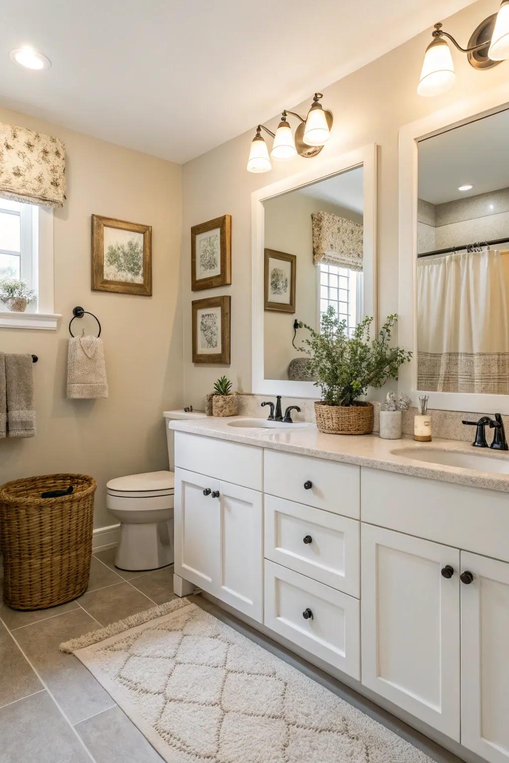 A bright and ventilated family bathroom which comes across as appealing.