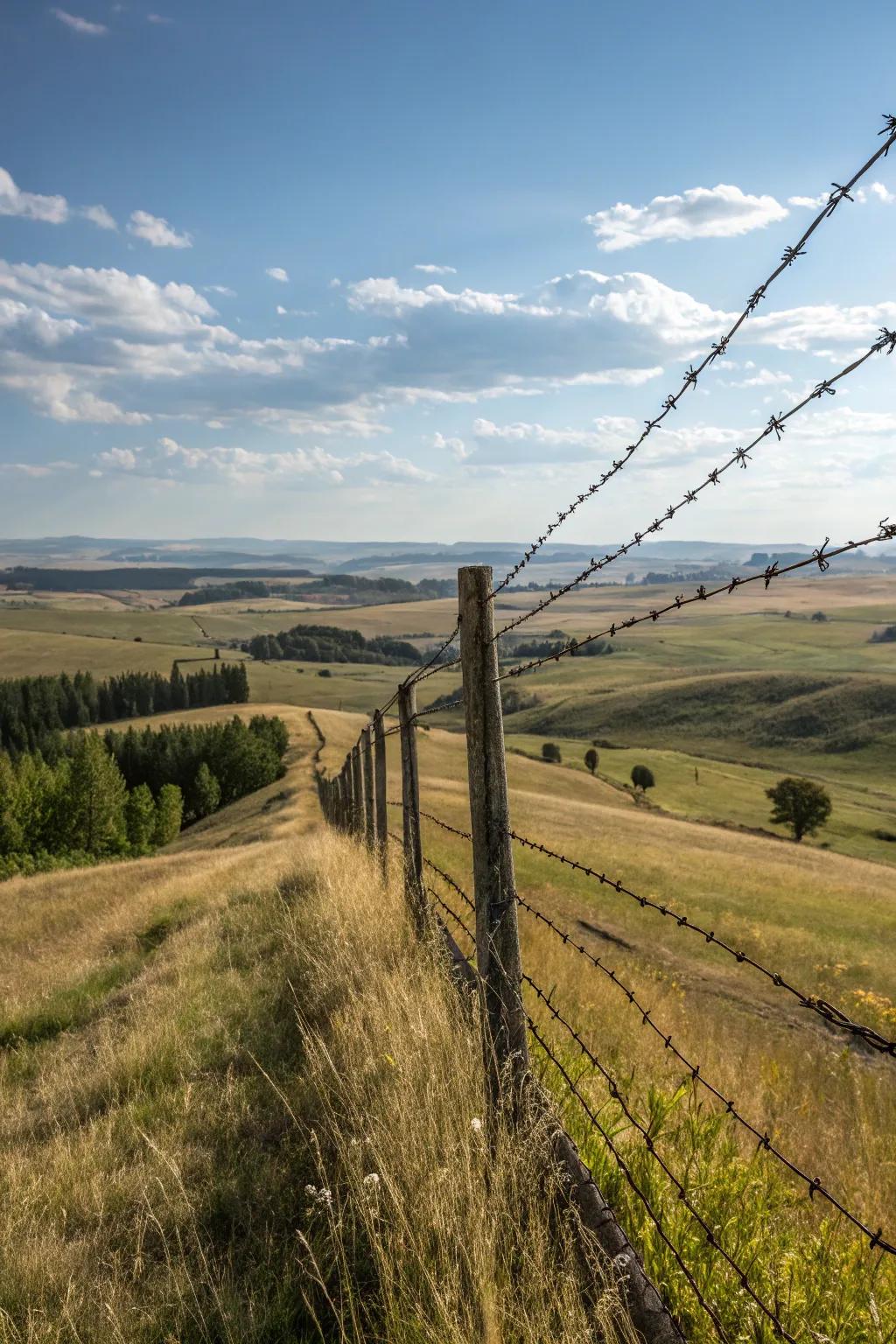 Barbed wire fences are a resilient choice for big properties.