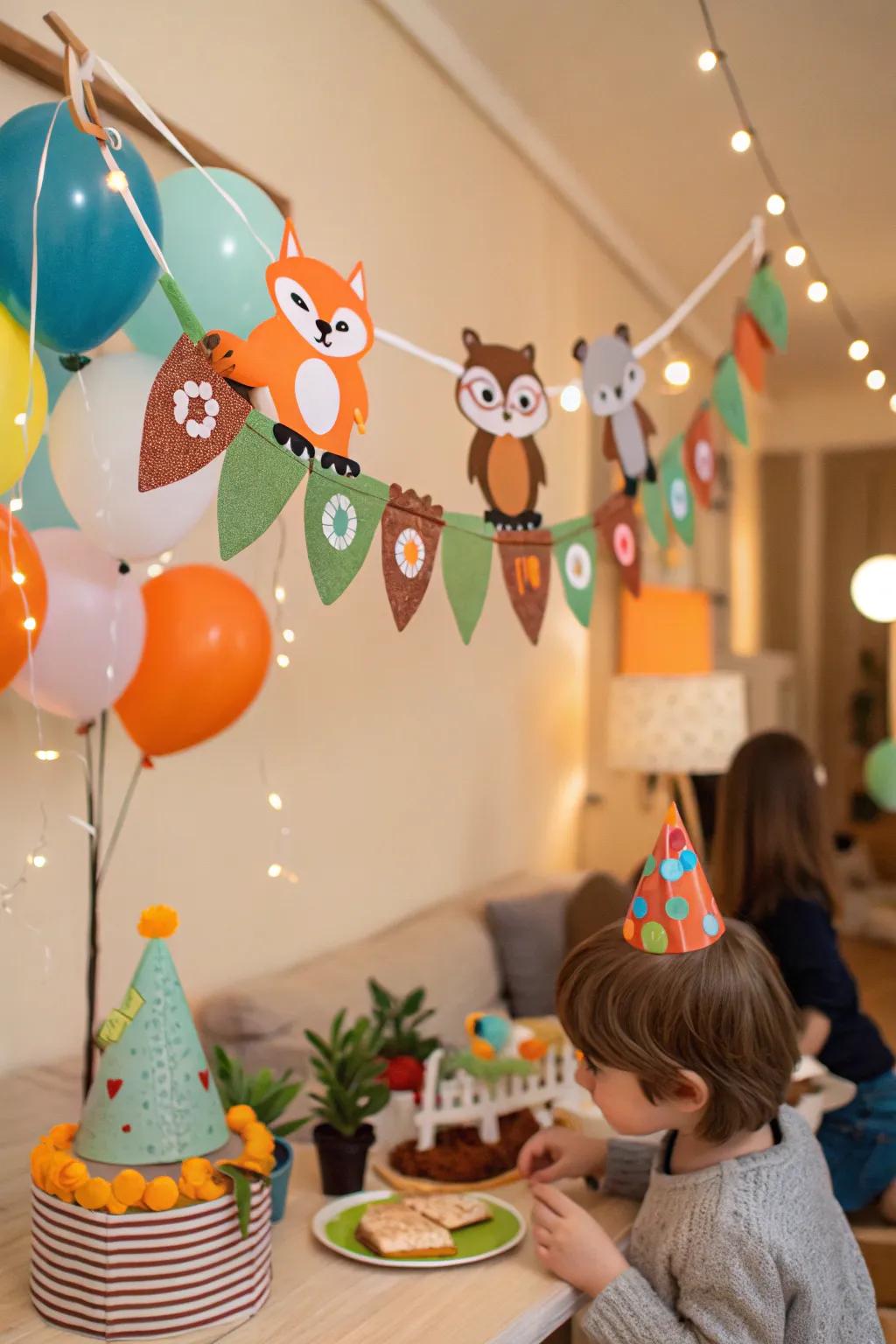 Felt animal garlands introduce a hint of whimsy to any children's gathering.