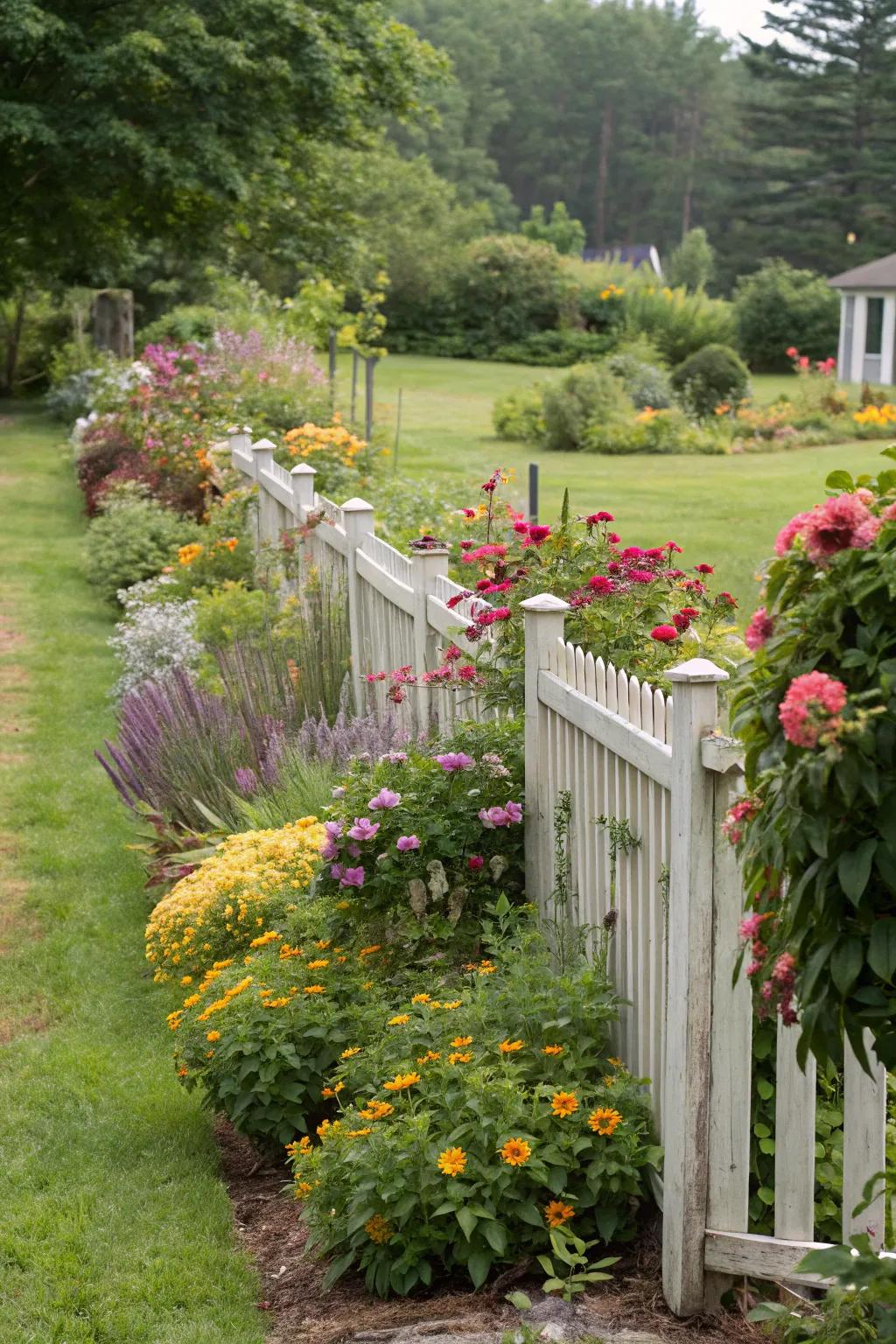 A varied border adds depth and color to your fencing line.