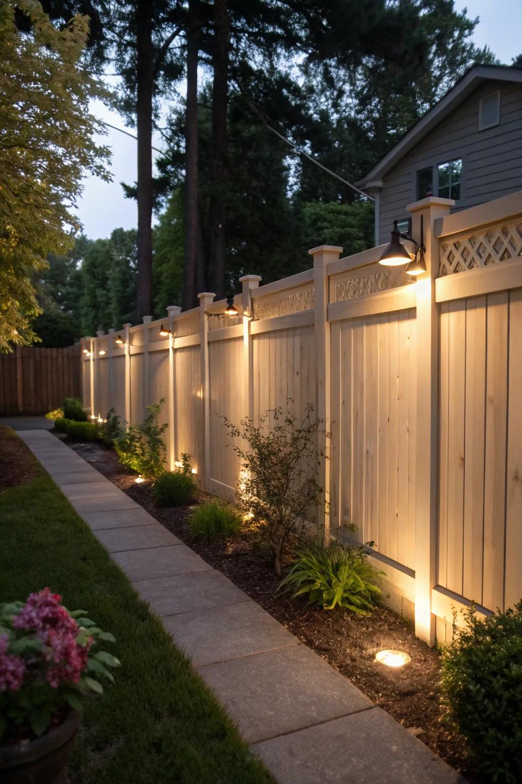 Integrated lighting lends warmth and appeal to your fence.