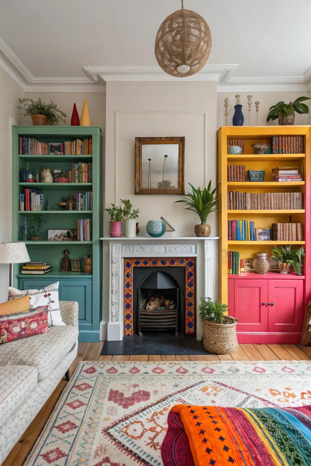 Chic Ideas for Bookshelves Flanking a Fireplace - Light and Layer