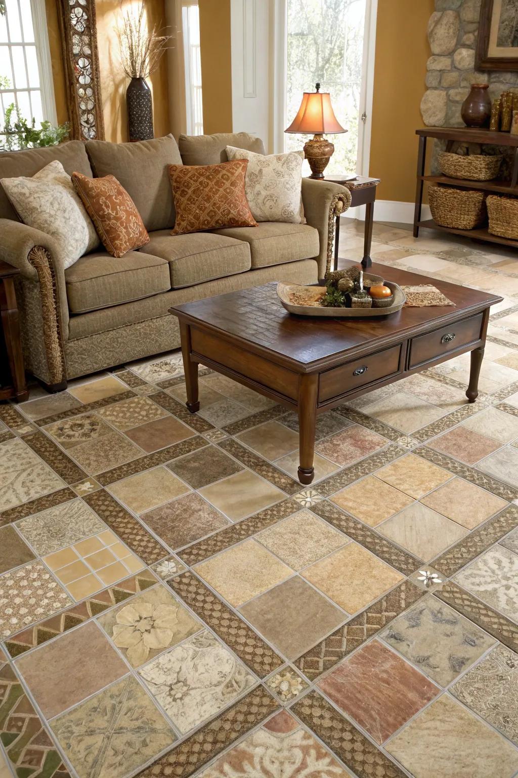 Varied-size squares compose a personalized and singular floor design.