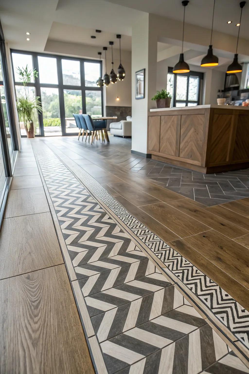 Crisscross design crafts a daring floor statement.