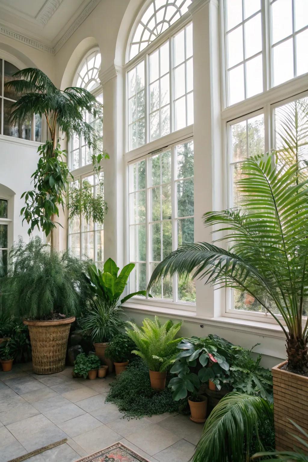 Indoor plants bring a hint of the tropics inside.