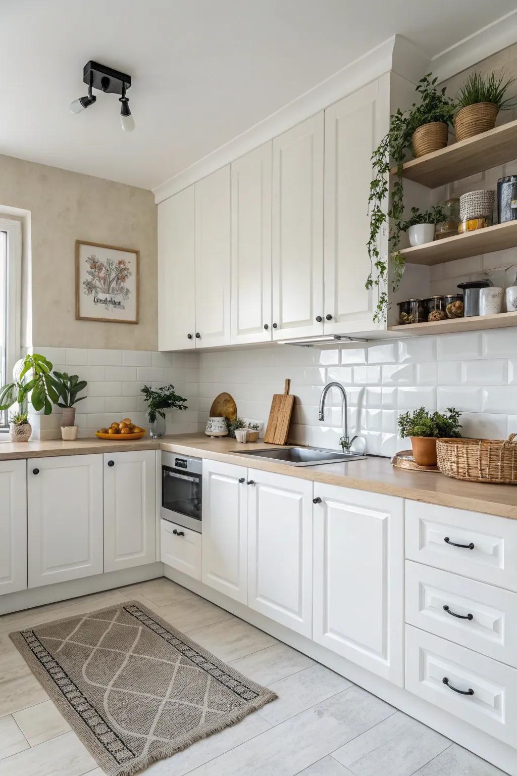 A bright and airy color scheme perfect for a fresh kitchen feel.