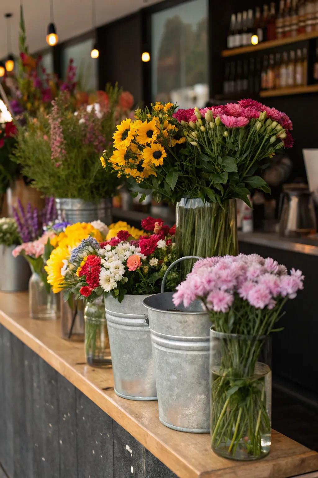 Different containers add depth and interest.