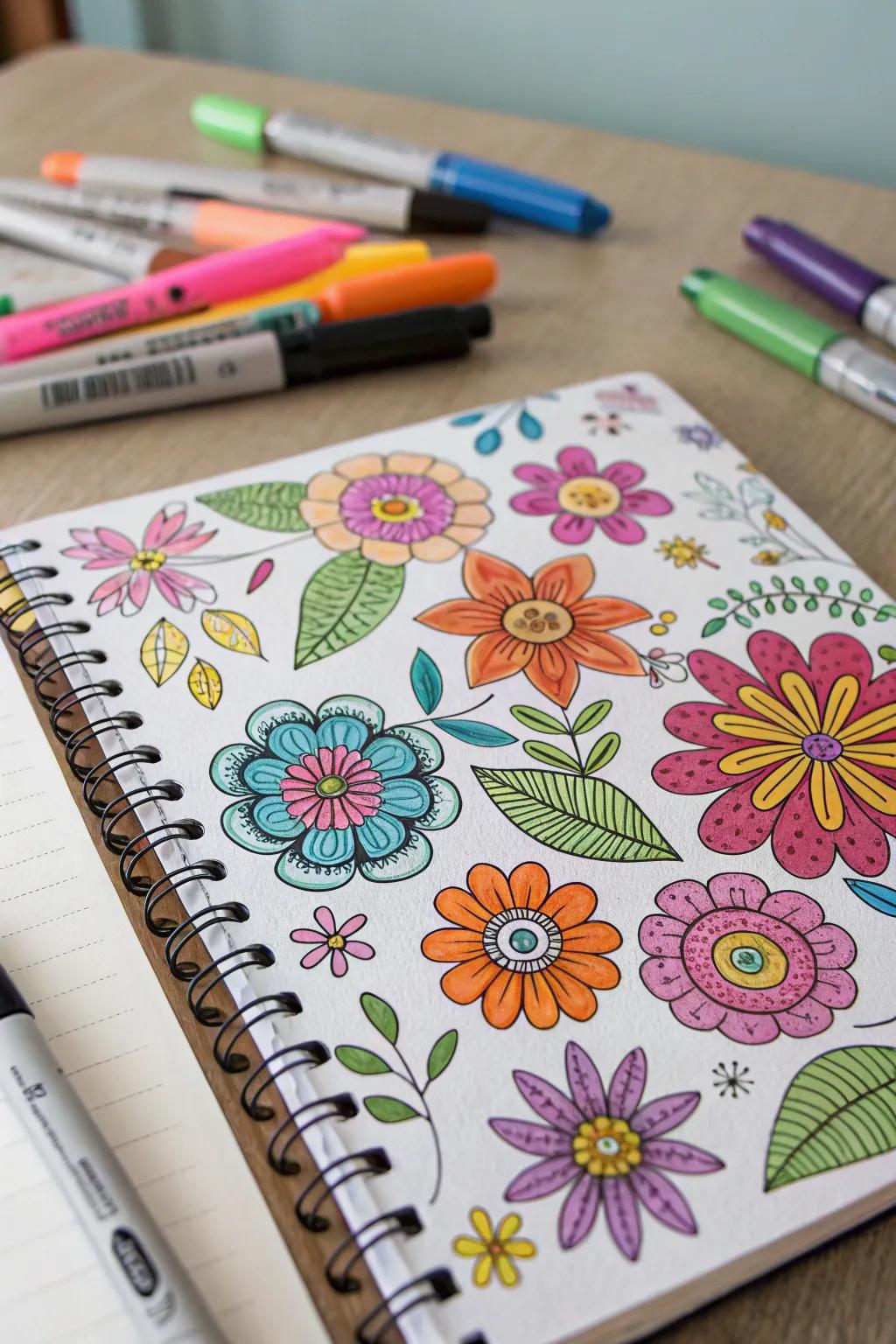 Vibrant blooms give vibrancy and life to your sketches.