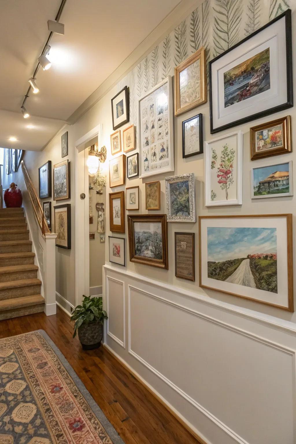 Art in a foyer adds personality and visual appeal.