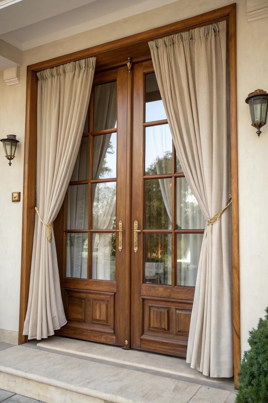 Curtains made for door windows to provide privacy with flexibility.