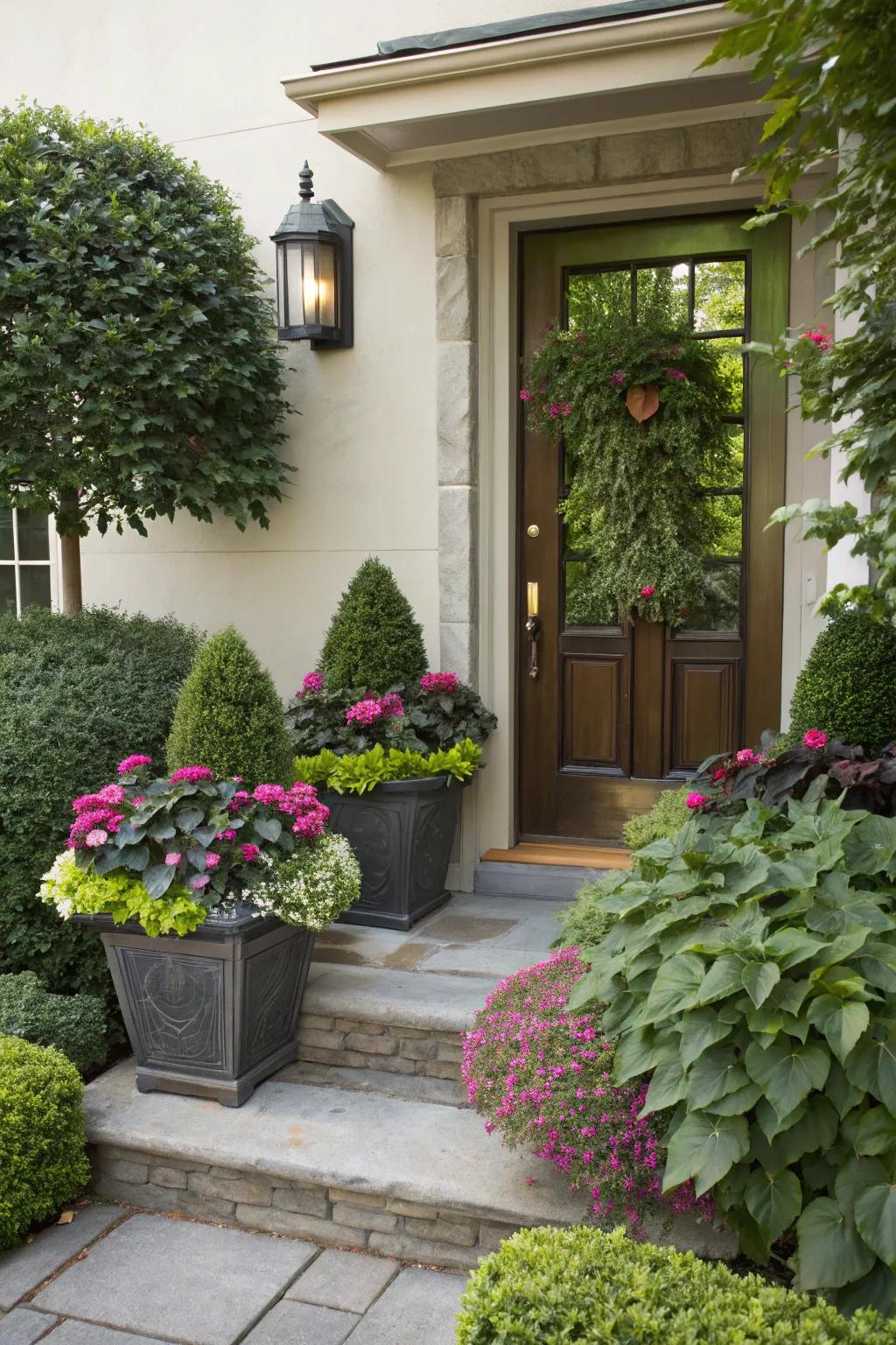 Plants introduce a natural, welcoming appeal to your entryway.