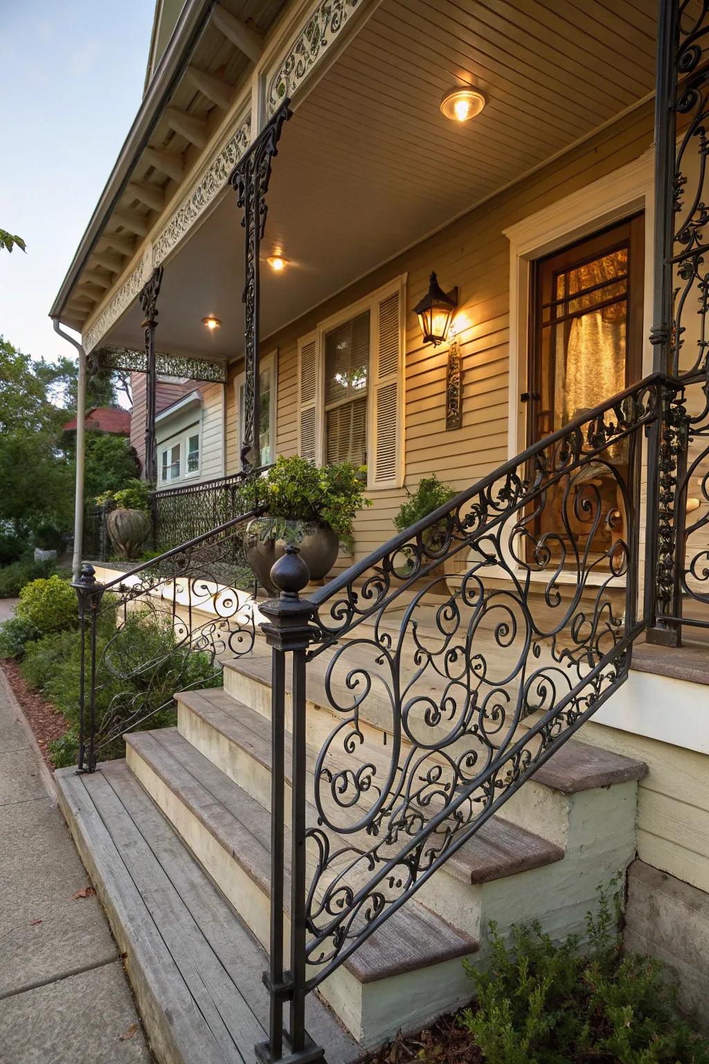 Elegant ornate metalwork in metal railings for a classic appearance.