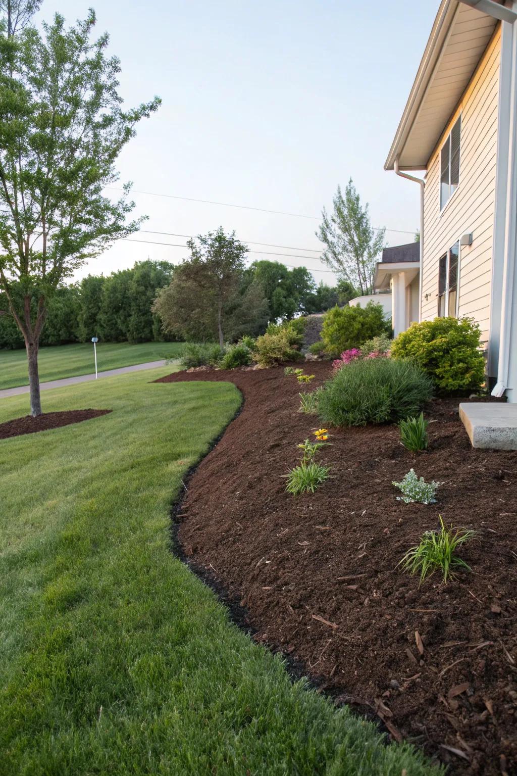 Mulch contributes both function and flair to your berm.