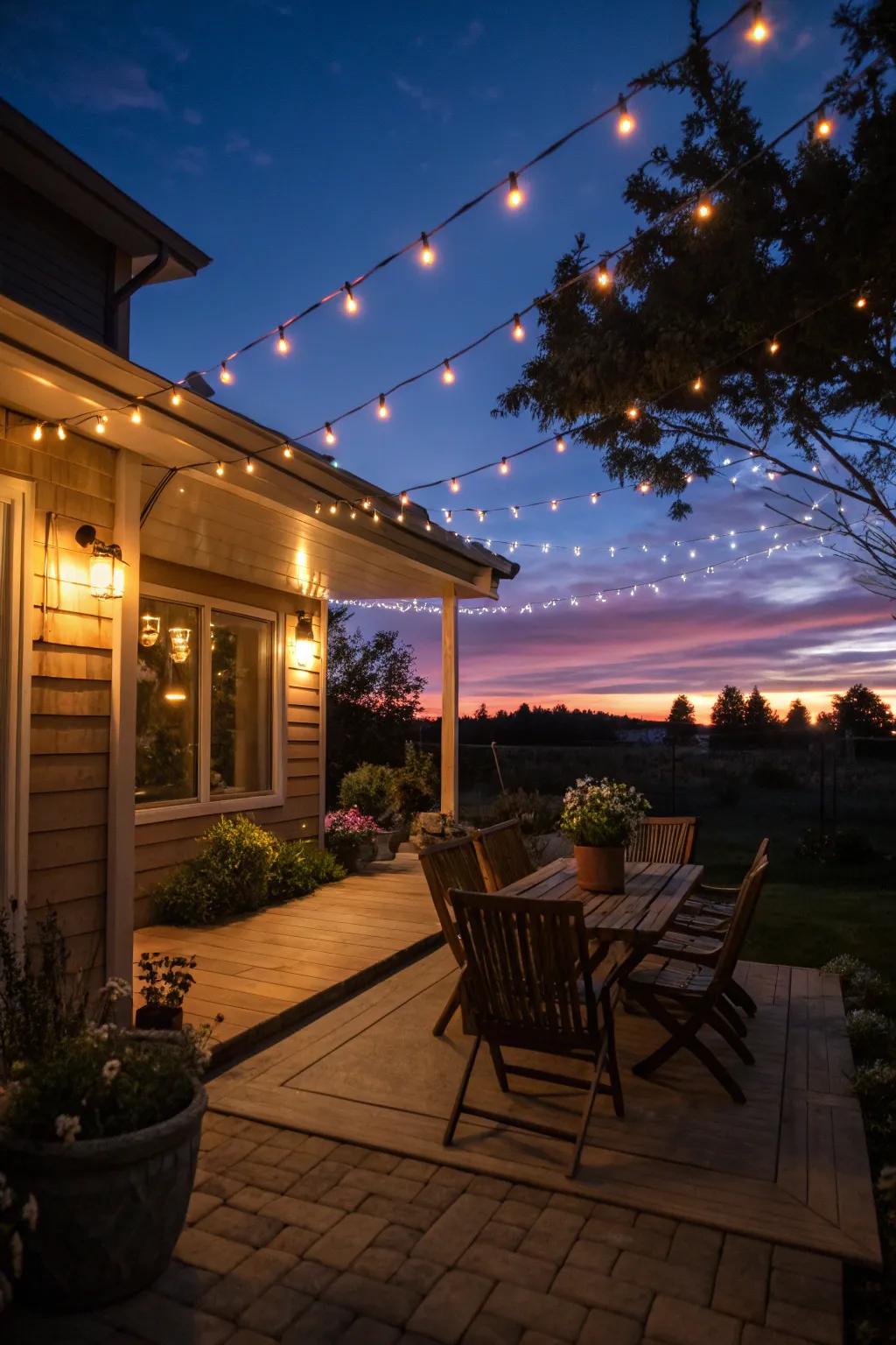 Craft a magical atmosphere with fairy lights on your patio.