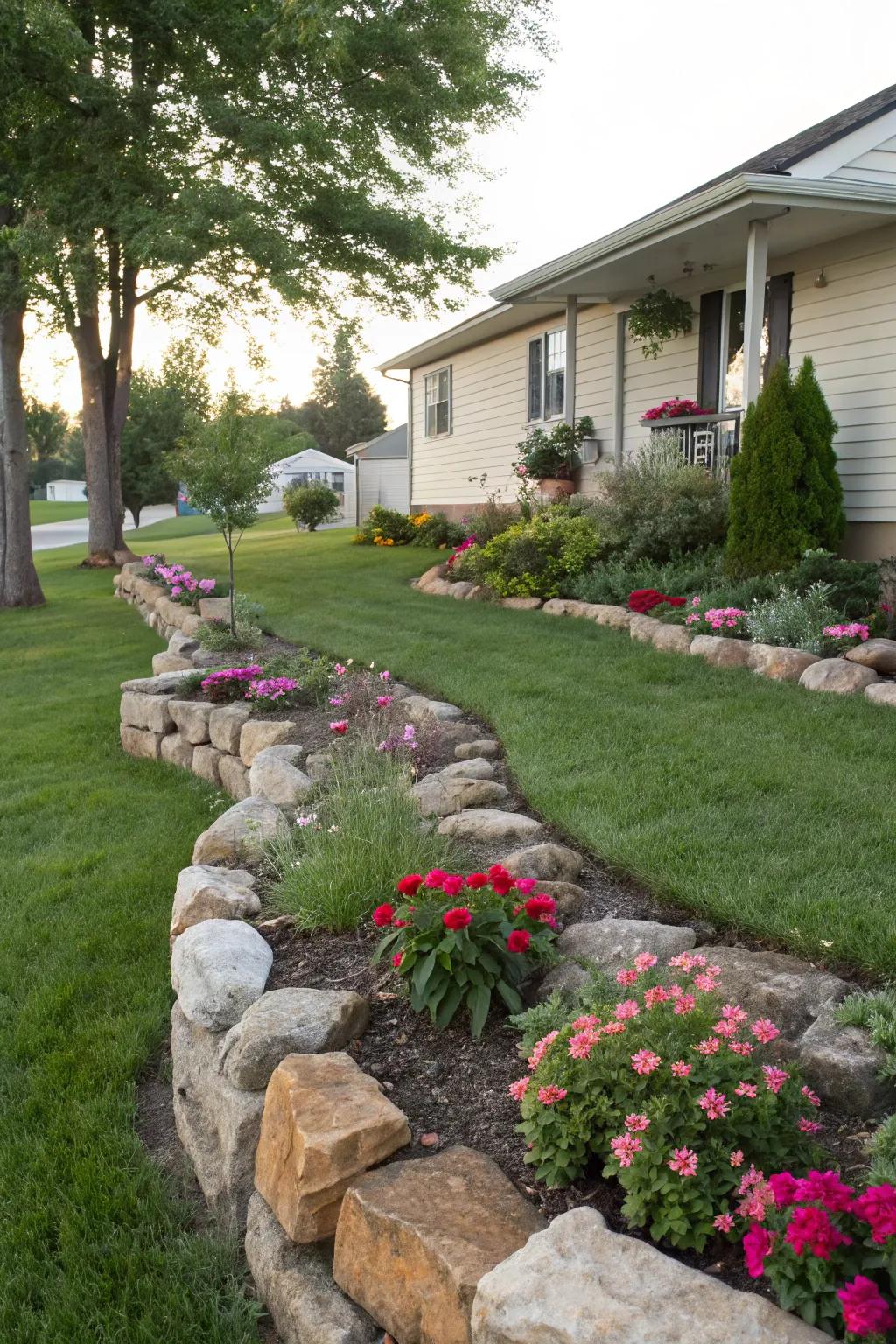 Rock accents inject texture and visual interest into your landscape.