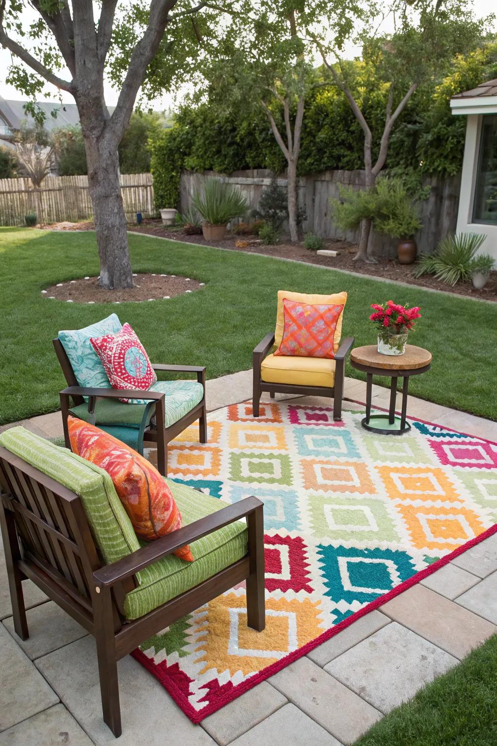 Define your area with adaptable exterior textiles.