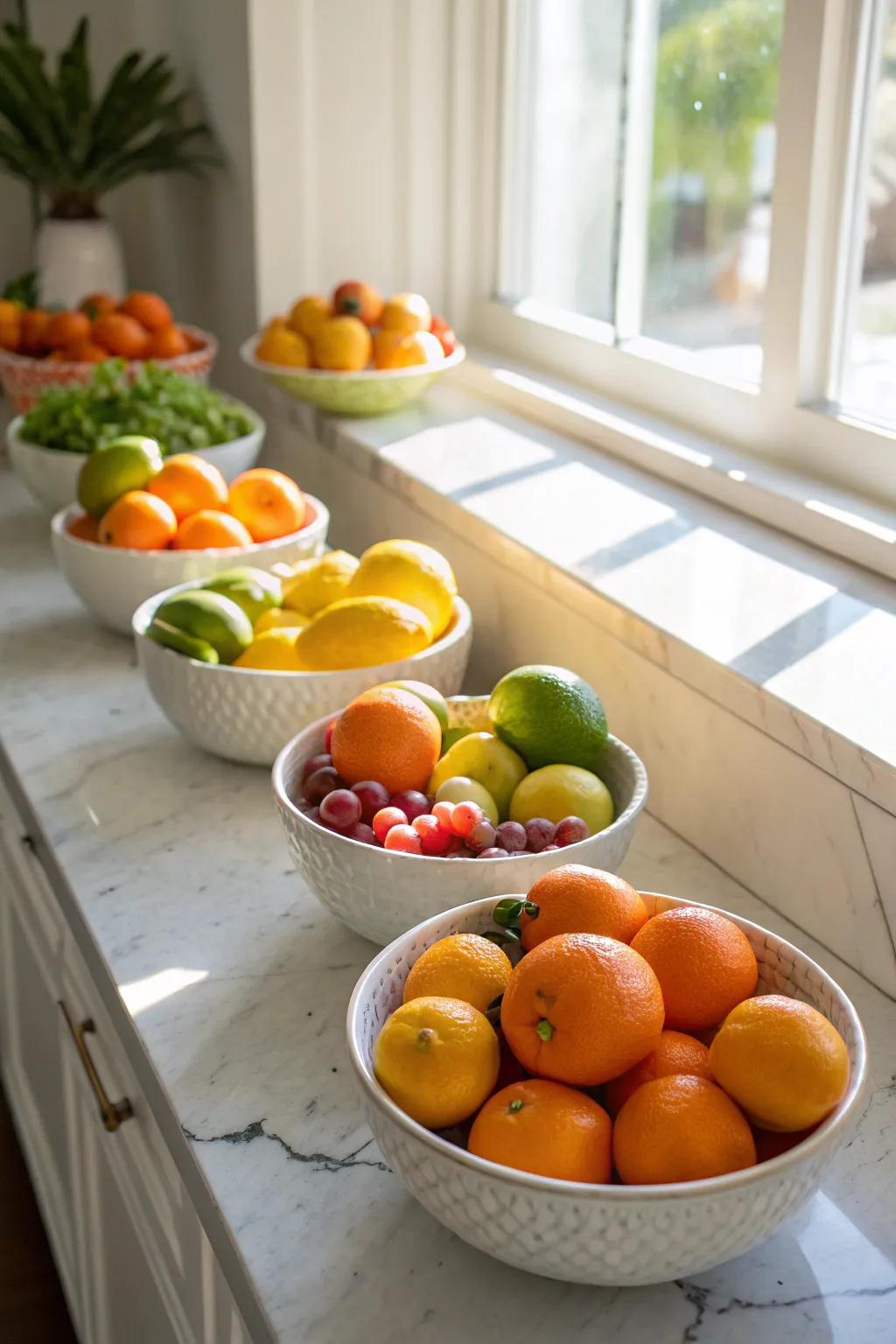 Citrus shells are a refreshing and zesty way to serve fruit medley.