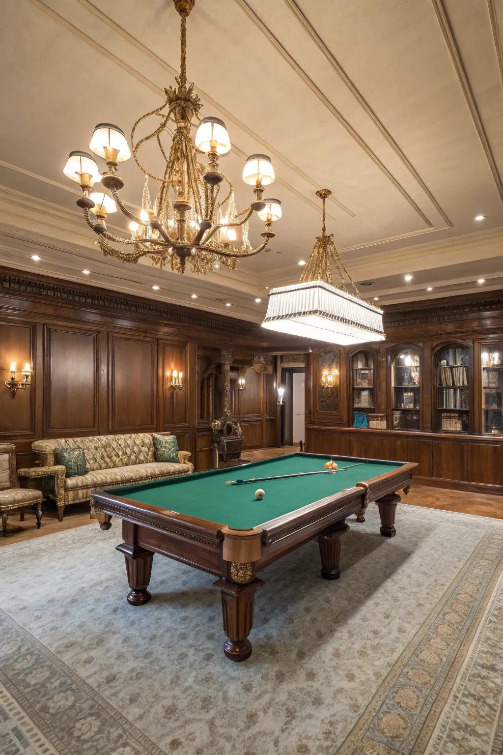 A traditional touch with a billiard table as the main attraction.
