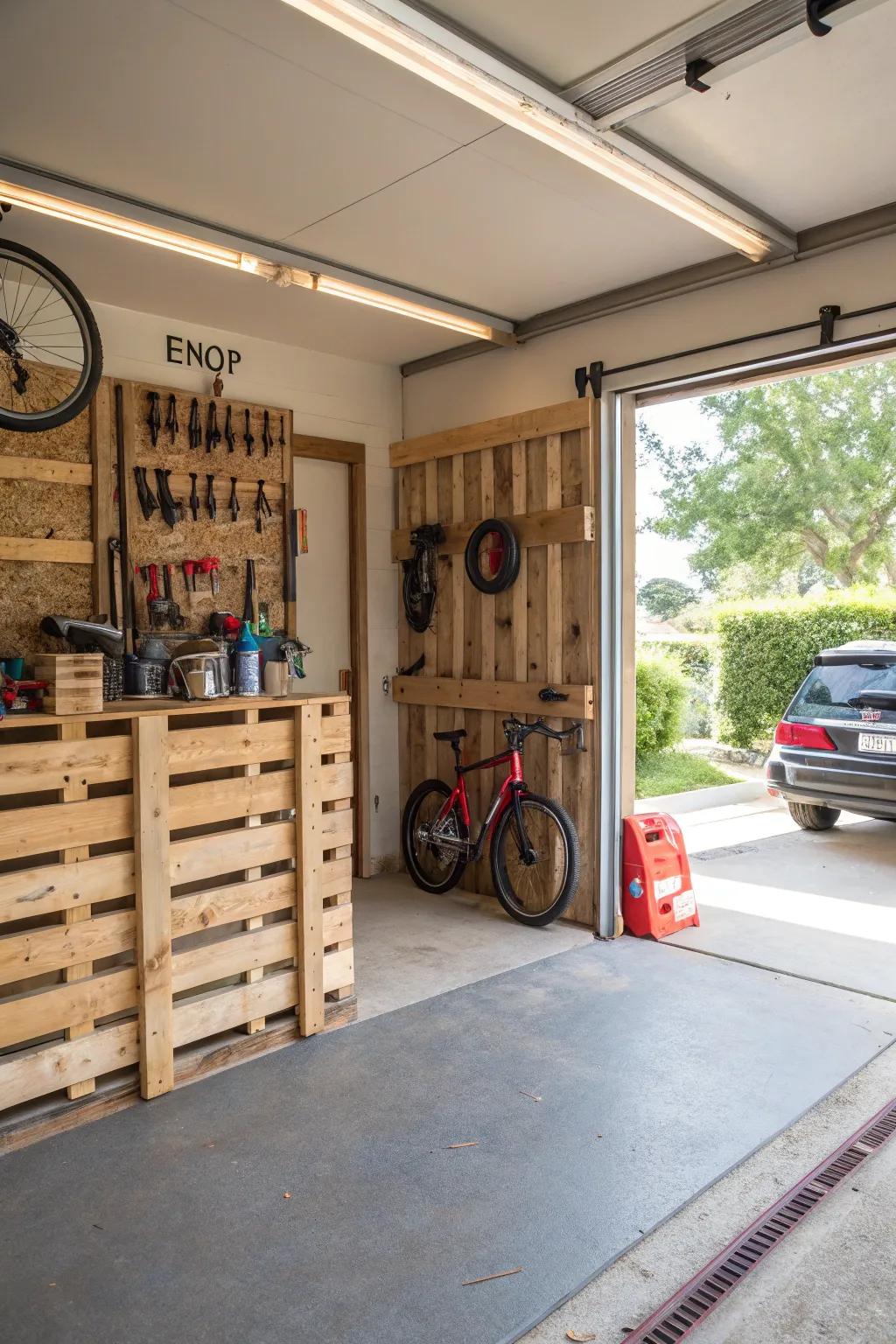DIY wood block walls present a cost-effective and rustic appeal.