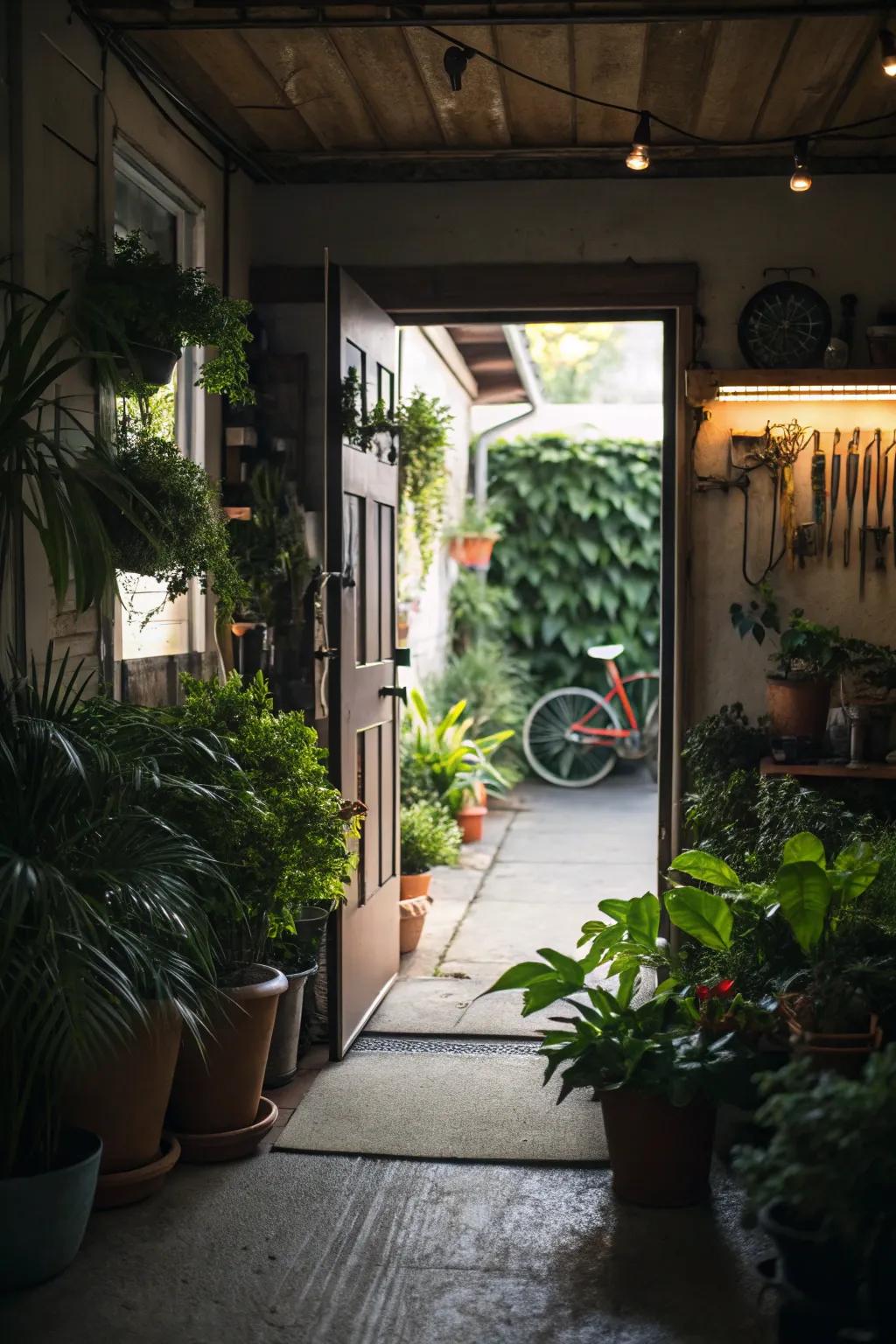 Greenery enlivens your entryway and creates a welcoming atmosphere.