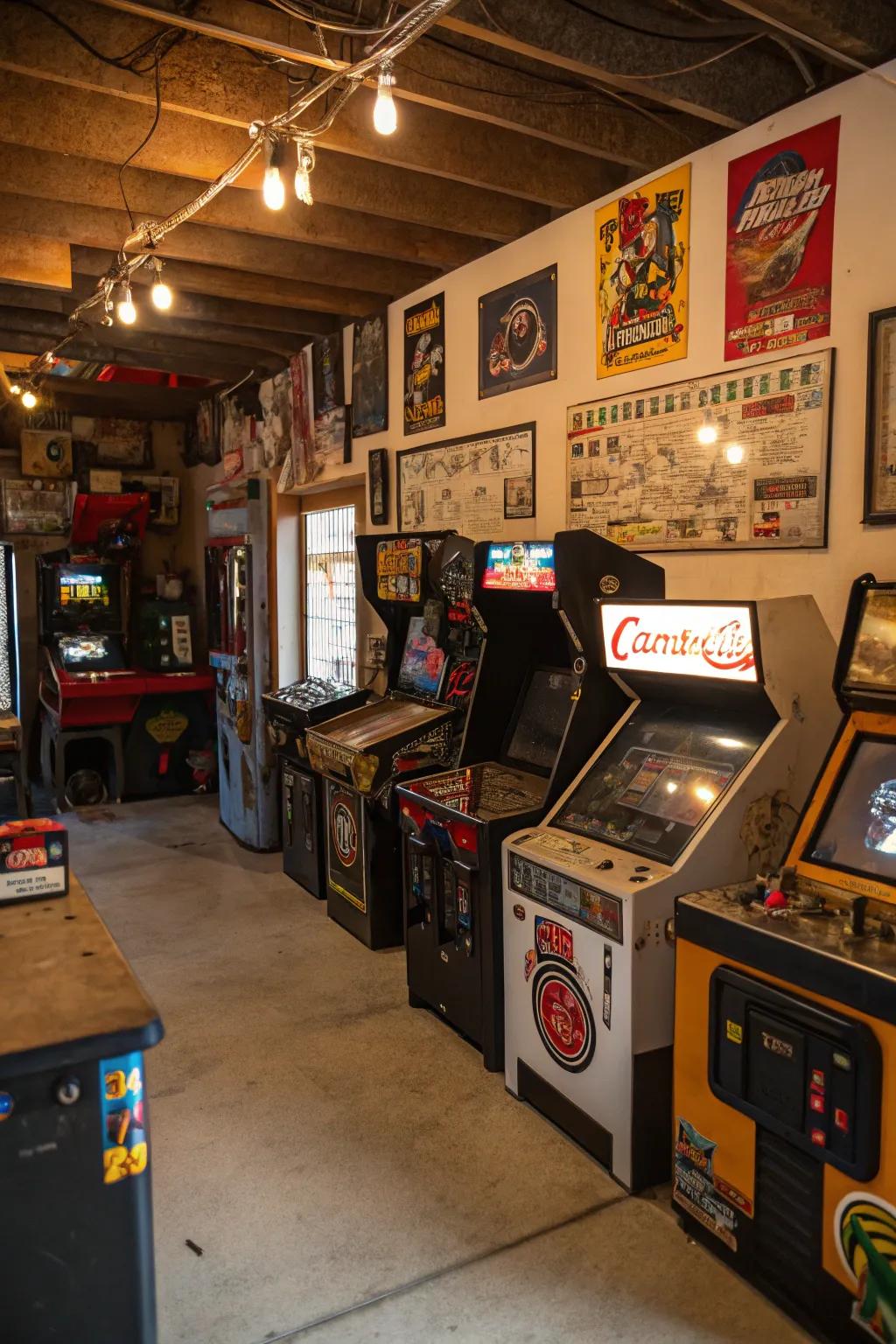 Retro arcade games evoke nostalgia within your man cave.