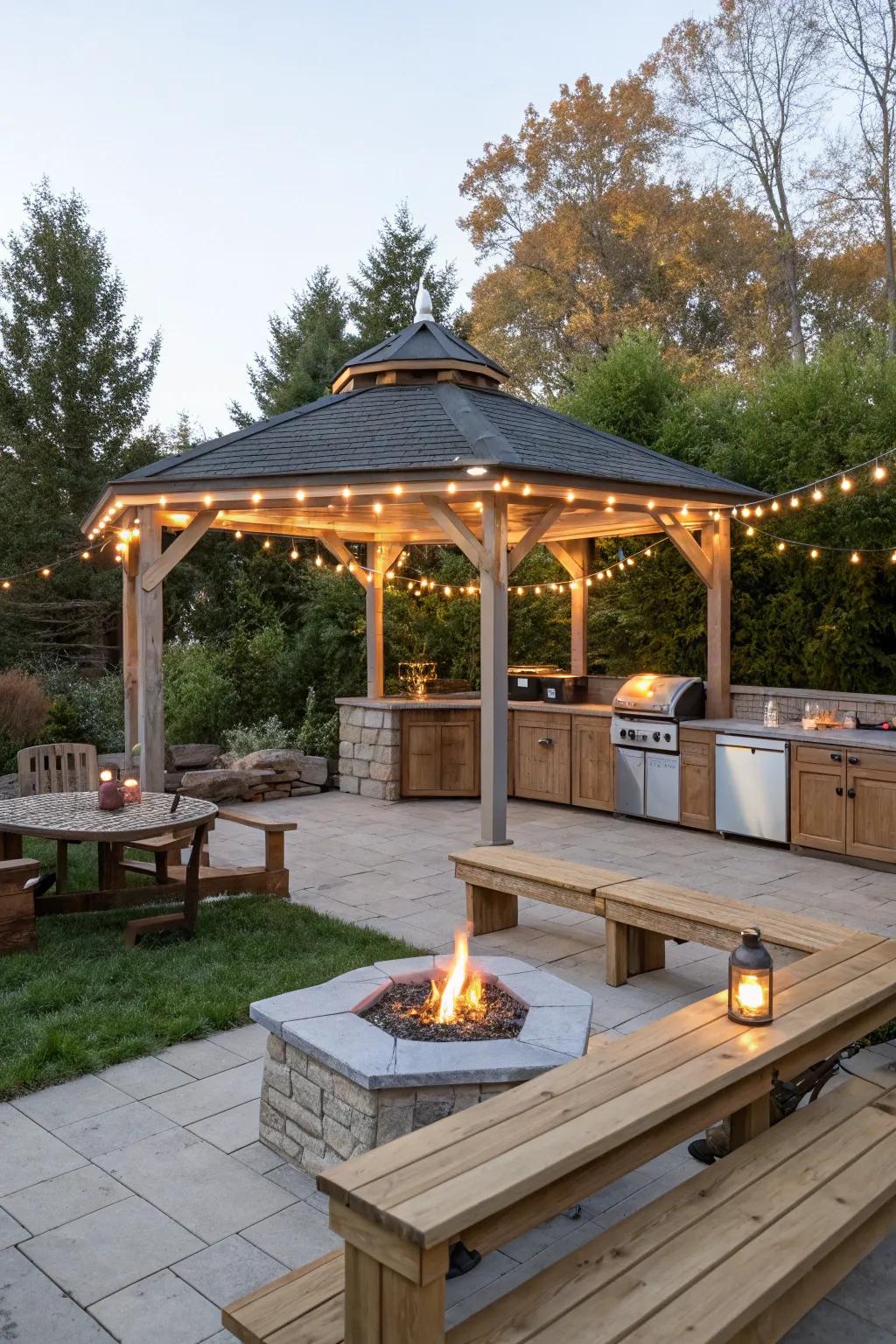 Delight in outdoor cooking and entertaining with a fully equipped kitchen area.