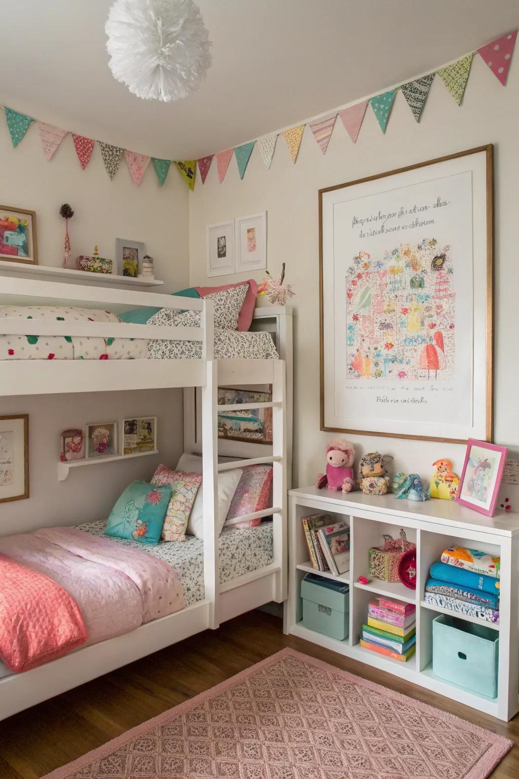 Personalized wall art infuses character into the room.