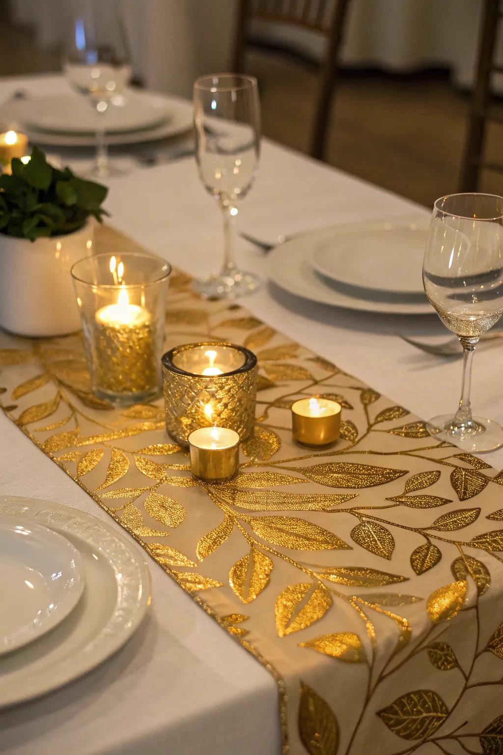 Naturally stylish highlighting a gold leaf table accent.