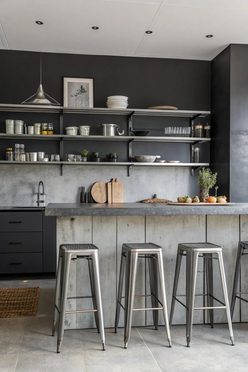 Industrial touches introduce an edgy atmosphere.