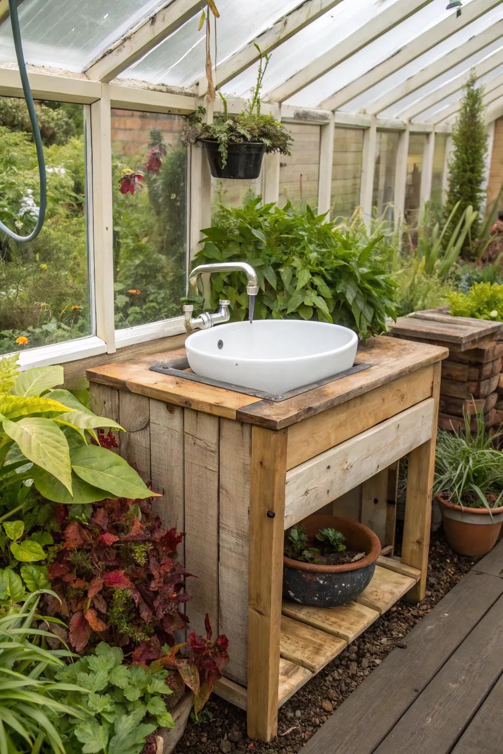An eco-friendly sink that supports a sustainable gardening lifestyle.