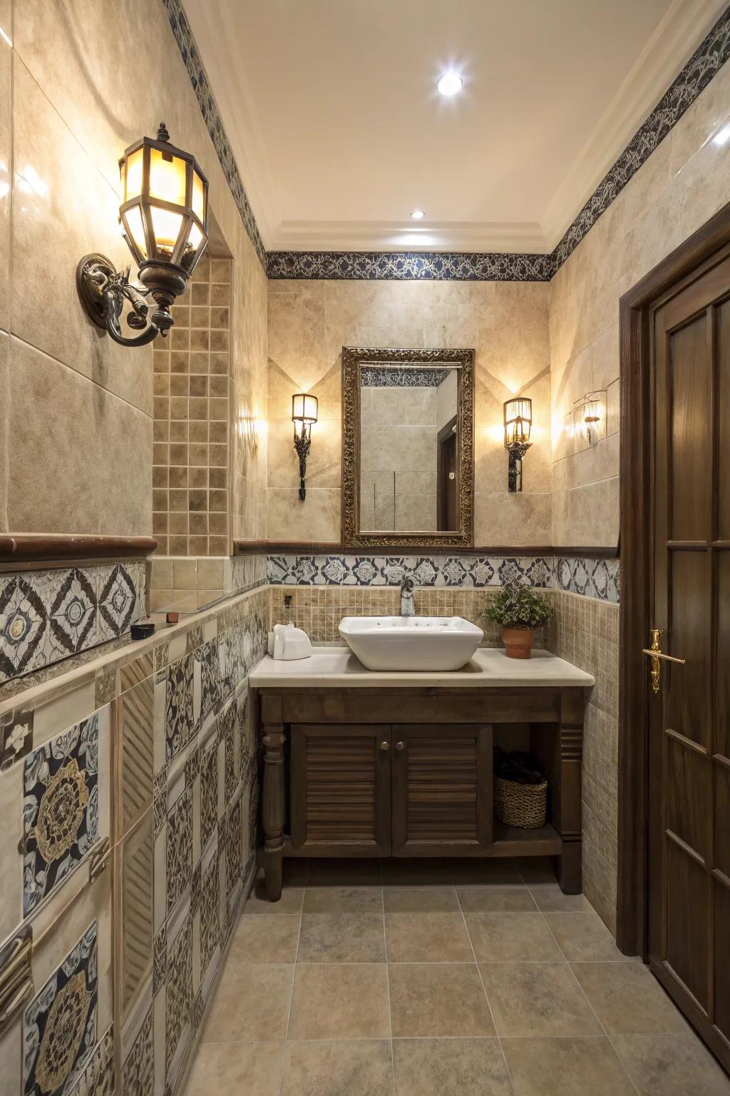 Tile edging providing a smooth and sophisticated transition.