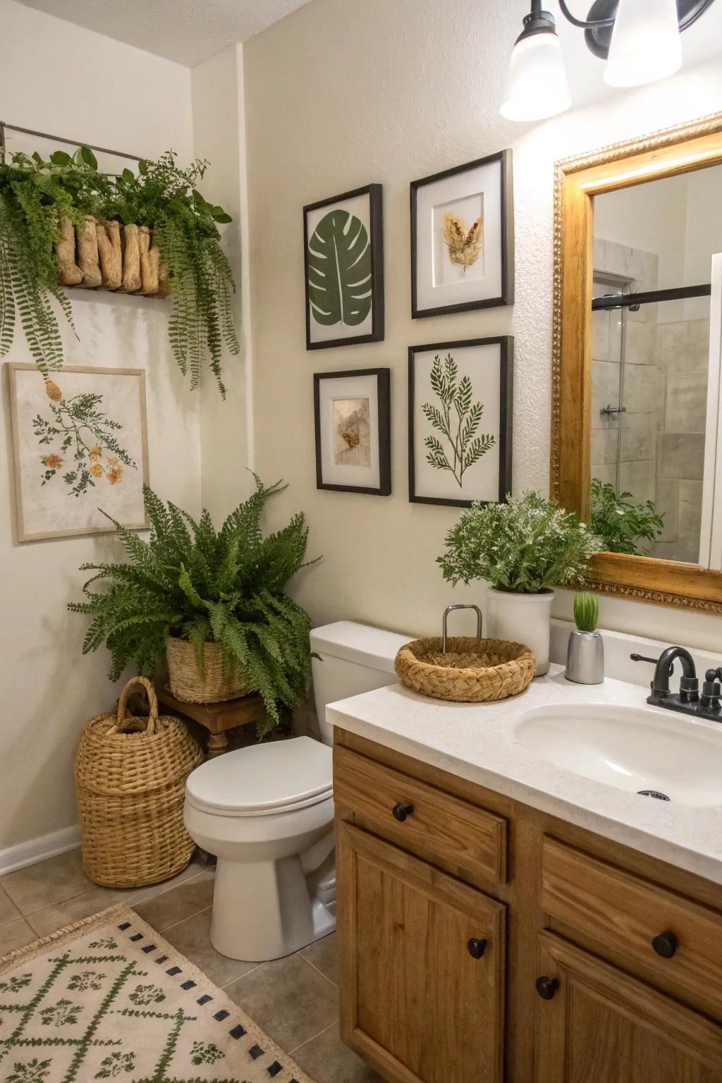 Decorative touches bring charm and personality to a guest bathroom.
