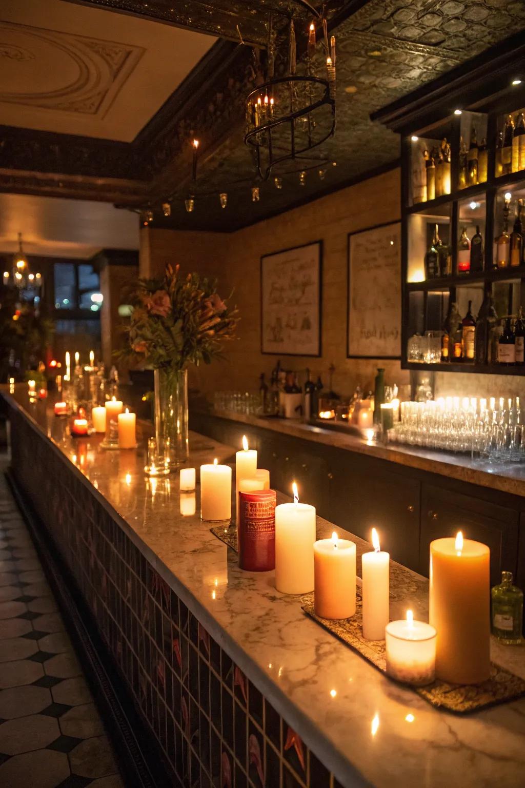 Establish a mystical atmosphere with candlelight.