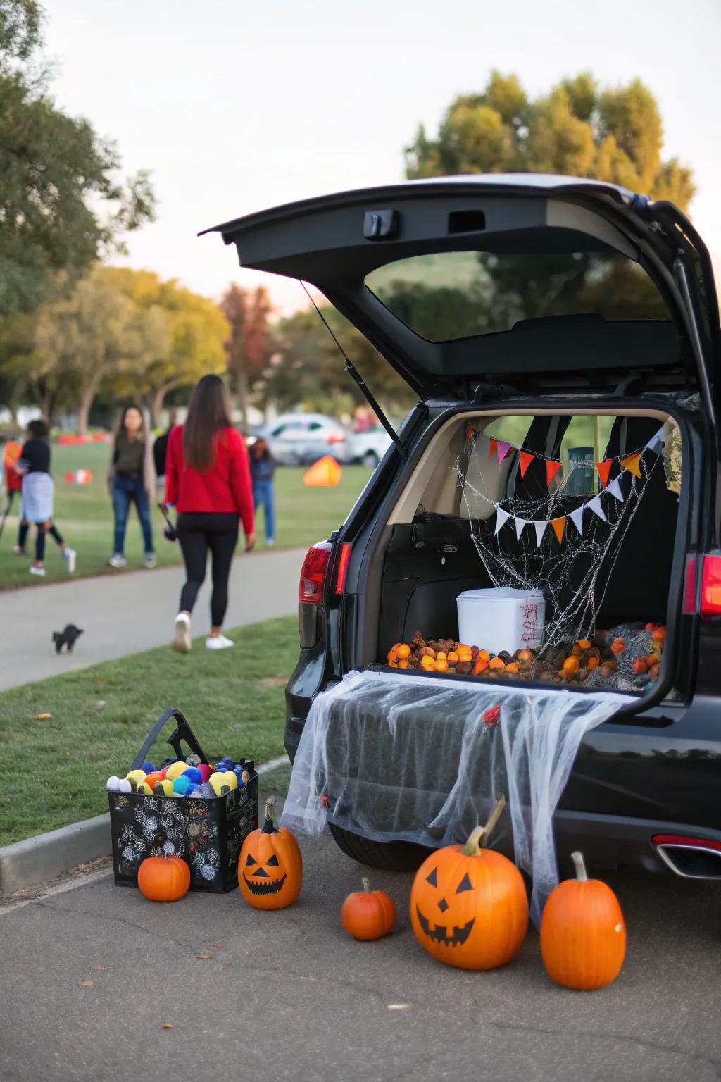 A thoughtfully decorated trunk is ideal for trunk-or-treat events.