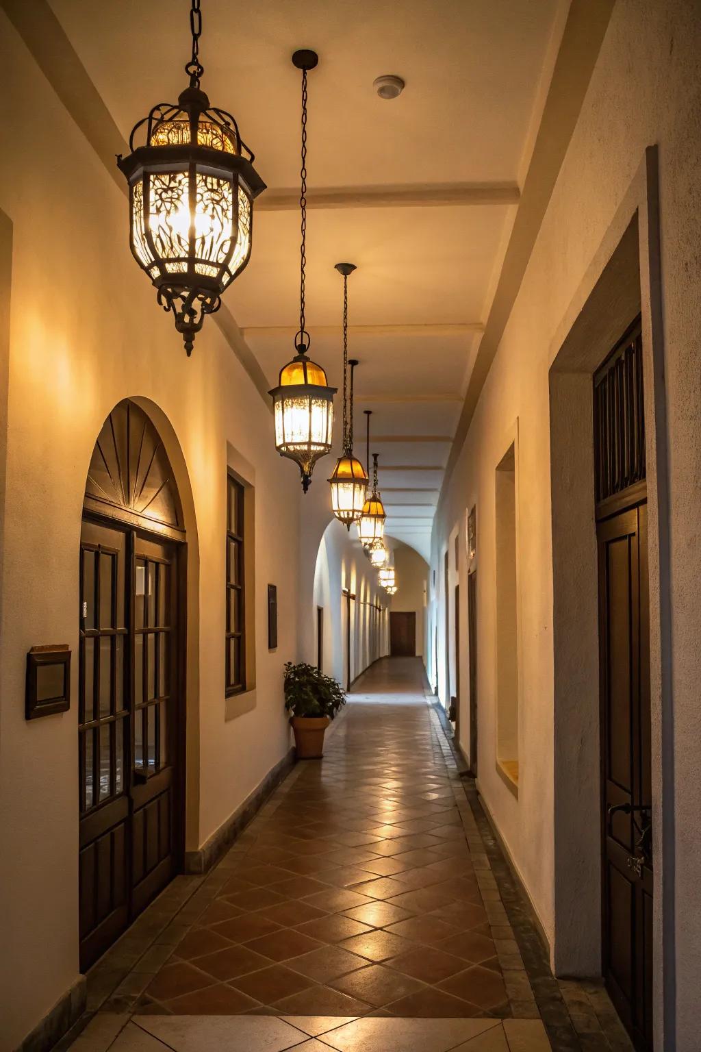 Thoughtful lighting emphasizes the beauty of your painted hallway.