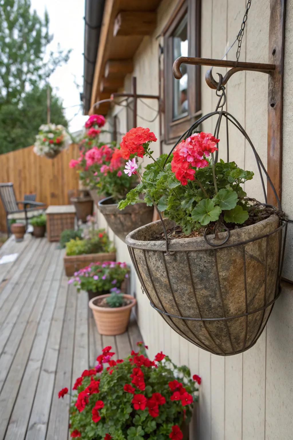 Metal baskets impart a country charm to your decor.