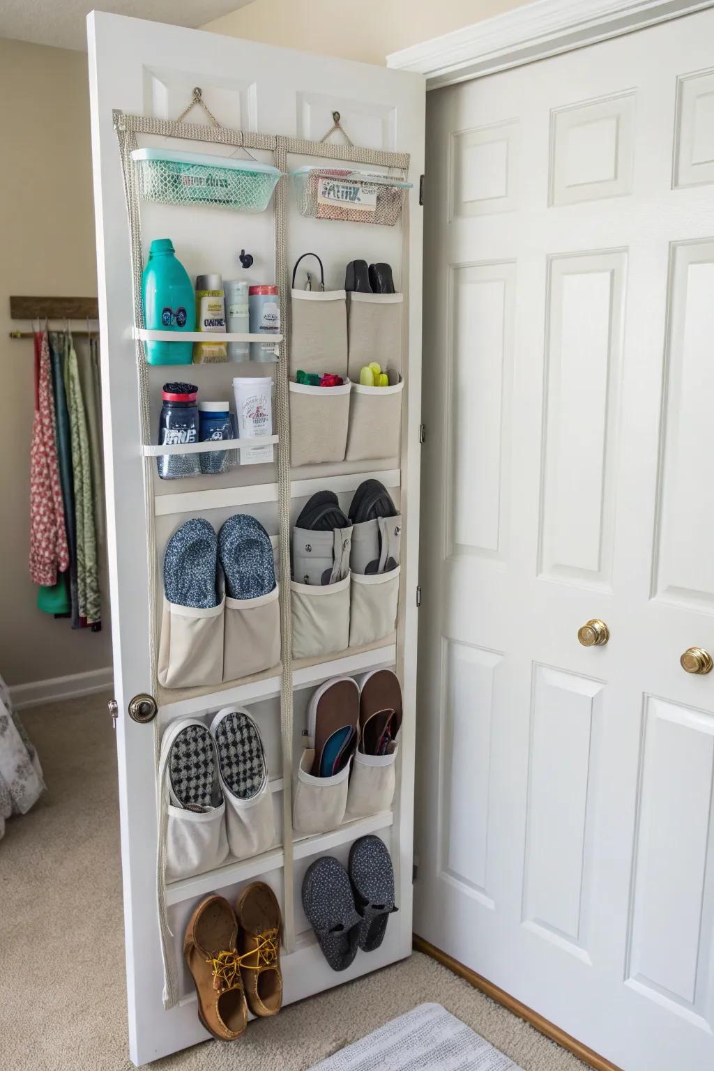Maximize space using behind-the-door organizers