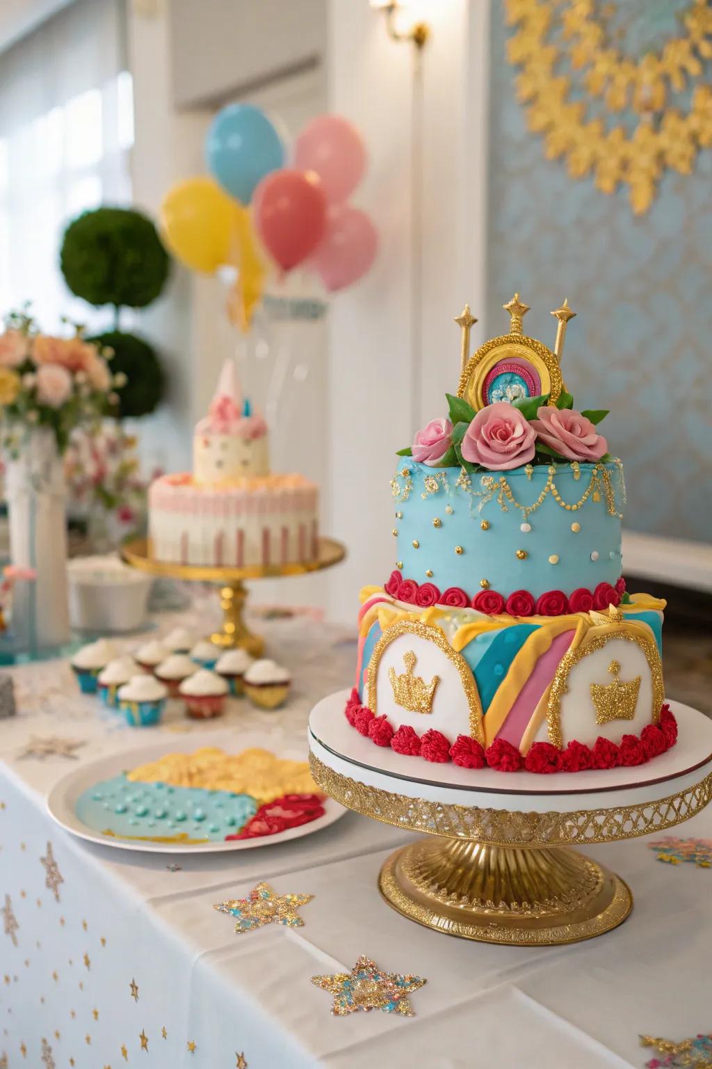 A themed birthday cake that's both a dessert and a decorative element.