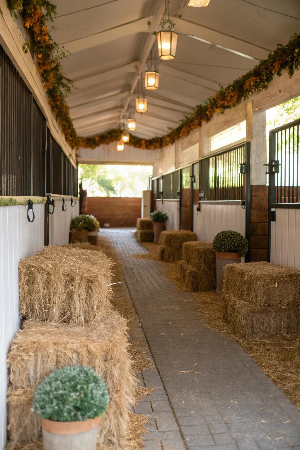 Hay bales can be used for both aesthetic and practical purposes.