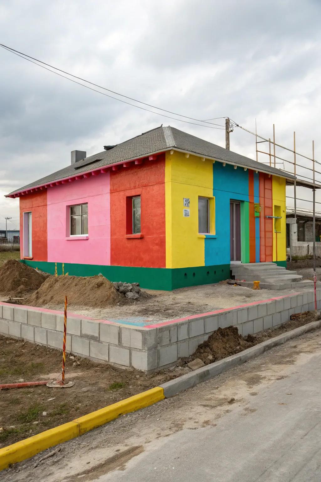 Striking colors transform the foundation into a prominent feature.